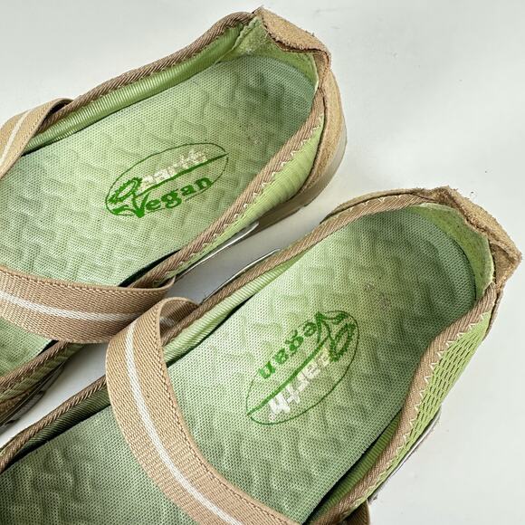 Earth Vegan Inhale 2 Mary Jane Flats Tan Green Slip On comfort Shoes Size 8.5 B - Picture 8 of 9